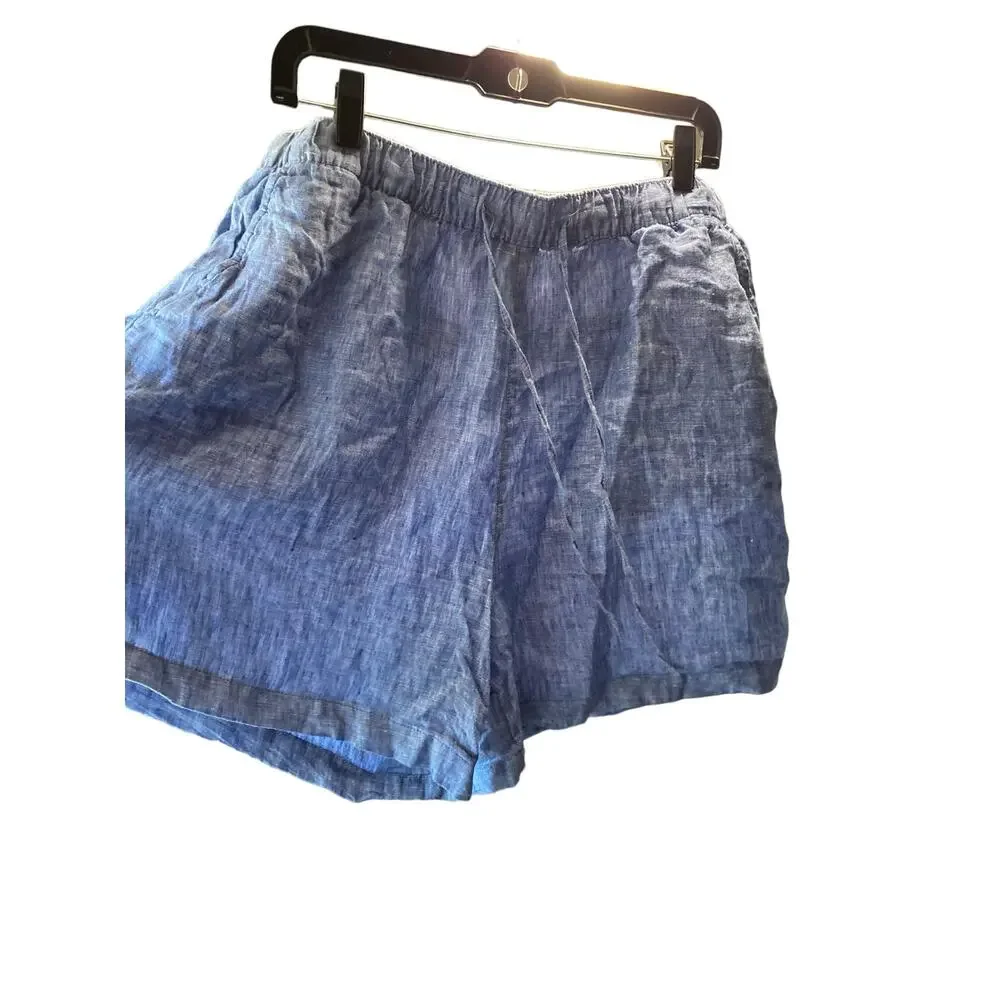 Tahari Women’s 1x Blue Chambray Linen Pocket Costal Granny Lagenlook